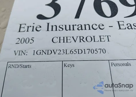 2005 Chevrolet Uplander Ls from USA, damaged, VIN 1GNDV23L65D170570